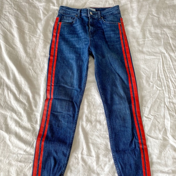 2/$50💙 CLOSET CLEAN OUT: Zara striped skinny jeans - Picture 1 of 9
